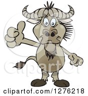 Clipart Of A Wildebeest Holding A Thumb Up Royalty Free Vector Illustration by Dennis Holmes Designs