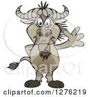 Clipart Of A Wildebeest Standing And Waving Royalty Free Vector Illustration by Dennis Holmes Designs