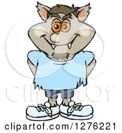 Clipart Of A Happy Werewolf Standing Royalty Free Vector Illustration