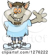 Clipart Of A Happy Werewolf Waving Royalty Free Vector Illustration