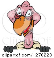 Clipart Of A Vulture Peeking Over A Sign Royalty Free Vector Illustration by Dennis Holmes Designs
