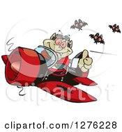 Poster, Art Print Of Happy Vampire Holding A Thumb Up And Flying A Plane With Bats