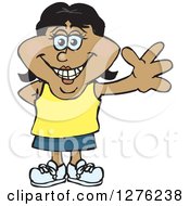Clipart Of A Casual Black Woman Waving Royalty Free Vector Illustration