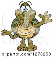 Clipart Of A Happy Old Tortoise Waving Royalty Free Vector Illustration