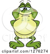 Clipart Of A Happy Bullfrog Standing Royalty Free Vector Illustration