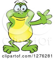 Clipart Of A Happy Frog Waving Royalty Free Vector Illustration