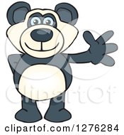 Clipart Of A Happy Blue Eyed Panda Waving Royalty Free Vector Illustration