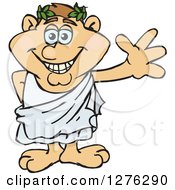 Poster, Art Print Of Happy Waving Greek Man In A Toga