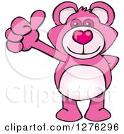 Poster, Art Print Of Pink Teddy Bear Holding A Thumb Up