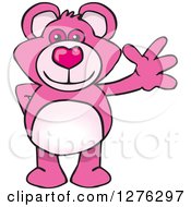 Poster, Art Print Of Pink Teddy Bear Waving