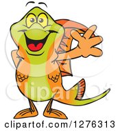 Clipart Of A Happy Swordtail Fish Waving Royalty Free Vector Illustration by Dennis Holmes Designs