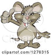 Clipart Of A Rat Holding A Thumb Up Royalty Free Vector Illustration by Dennis Holmes Designs