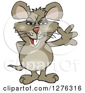 Clipart Of A Rat Waving Royalty Free Vector Illustration