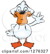 Clipart Of A Happy Mute Swan Waving Royalty Free Vector Illustration by Dennis Holmes Designs