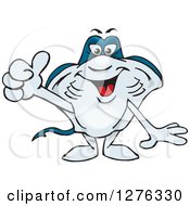 Clipart Of A Happy Sting Ray Holding A Thumb Up Royalty Free Vector Illustration