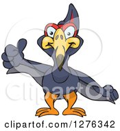 Clipart Of A Terradactyl Holding A Thumb Up Royalty Free Vector Illustration by Dennis Holmes Designs