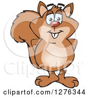 Clipart Of A Happy Squirrel Standing Royalty Free Vector Illustration