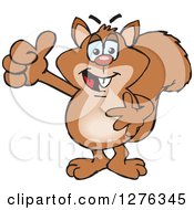 Clipart Of A Happy Squirrel Holding A Thumb Up Royalty Free Vector Illustration