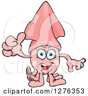 Poster, Art Print Of Happy Pink Squid Holding A Thumb Up