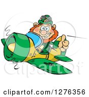 Poster, Art Print Of Happy Leprechaun Holding A Thumb Up And Flying A Plane