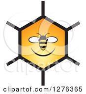 Poster, Art Print Of Happy Bee And Honeycomb Face