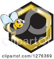 Poster, Art Print Of Surprised Bee With A Black And Gold Honeycomb