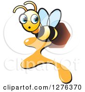 Poster, Art Print Of Surprised Bee Flying With Dripping Honey