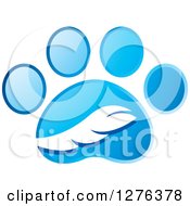 Poster, Art Print Of Blue Paw Print With A Tail
