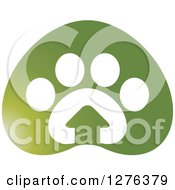 Clipart Of A Green Paw Print With A House Royalty Free Vector Illustration