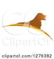 Silhouetted Golden Retriever Dog Panting Over Swooshes