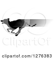 Poster, Art Print Of Black Silhouetted Dog With Speed Streaks Running In Profile