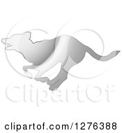 Poster, Art Print Of Silver Silhouetted Dog Running In Profile