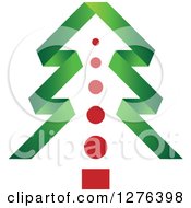 Poster, Art Print Of Green Ribbon Christmas Tree With A Red Trunk