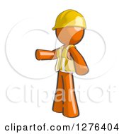 Clipart Of A Sketched Pointing Construction Worker Orange Man In A Vest Royalty Free Illustration