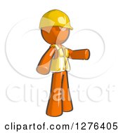 Poster, Art Print Of Sketched Construction Worker Orange Man In A Vest Pointing To The Right