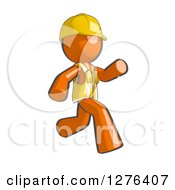 Clipart Of A Sketched Construction Worker Orange Man In A Vest Running To The Right Royalty Free Illustration