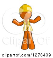Poster, Art Print Of Sketched Shrugging Construction Worker Orange Man In A Vest