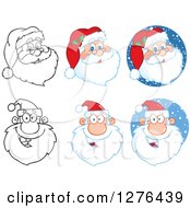 Poster, Art Print Of Black And White And Colored Christmas Santa Faces