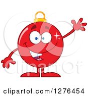 Poster, Art Print Of Happy Red Christmas Bauble Ornament Character Waving