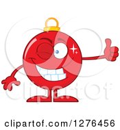 Poster, Art Print Of Happy Red Christmas Bauble Ornament Character Winking And Giving A Thumb Up