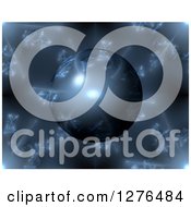Clipart Of A 3d Blue Fractal Sphere On A Matching Background Royalty Free Illustration
