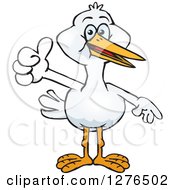 Clipart Of A Stork Holding A Thumb Up Royalty Free Vector Illustration by Dennis Holmes Designs