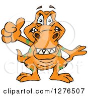 Poster, Art Print Of Happy Orange Tyrannosaurus Rex Holding A Thumb Up