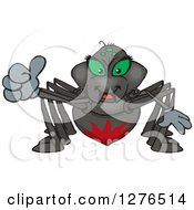 Clipart Of A Black Widow Spider Holding A Thumb Up Royalty Free Vector Illustration