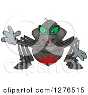 Clipart Of A Black Widow Spider Waving Royalty Free Vector Illustration