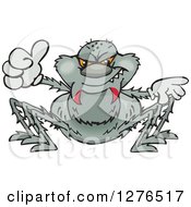 Clipart Of A Spider Holding A Thumb Up Royalty Free Vector Illustration