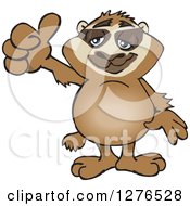 Clipart Of A Happy Sloth Holding A Thumb Up Royalty Free Vector Illustration by Dennis Holmes Designs