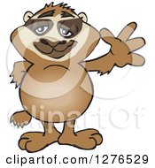 Clipart Of A Happy Sloth Standing And Waving Royalty Free Vector Illustration