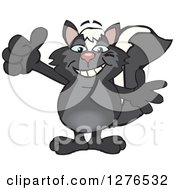 Clipart Of A Happy Skunk Holding A Thumb Up Royalty Free Vector Illustration