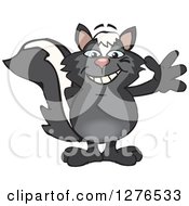 Clipart Of A Happy Skunk Waving Royalty Free Vector Illustration